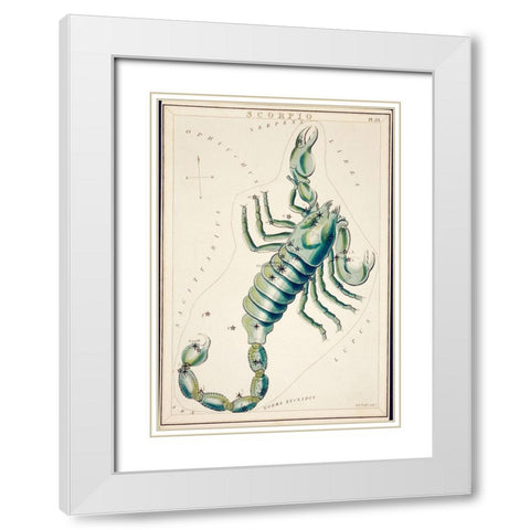 Astronomical chart illustration of the Scorpio White Modern Wood Framed Art Print with Double Matting by Library of Congress