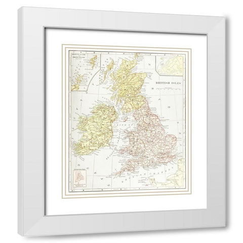 Geography of the British Isles 1886 White Modern Wood Framed Art Print with Double Matting by Davidson, Thomas McLaren
