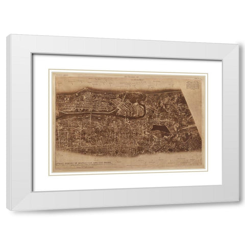 New York City Detail-photographed from two miles up in the air 1922 White Modern Wood Framed Art Print with Double Matting by The Lionel Pincus and Princess Firyal Map Division