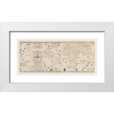 World Map 1900 White Modern Wood Framed Art Print with Double Matting by Ribeiro, Diogo