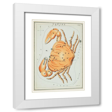 Astronomical chart illustration of the cancer zodiac White Modern Wood Framed Art Print with Double Matting by Hall, Sidney