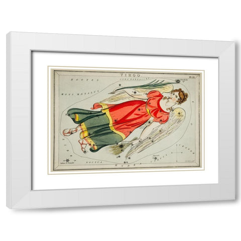 Astronomical chart illustration of the Virgo White Modern Wood Framed Art Print with Double Matting by Hall, Sidney