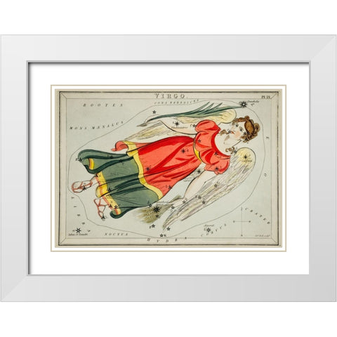 Astronomical chart illustration of the Virgo White Modern Wood Framed Art Print with Double Matting by Hall, Sidney
