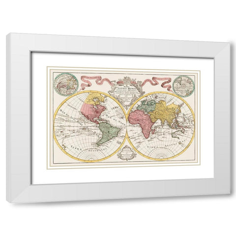 A map of the world 1775 White Modern Wood Framed Art Print with Double Matting by L isle, de Guillaume