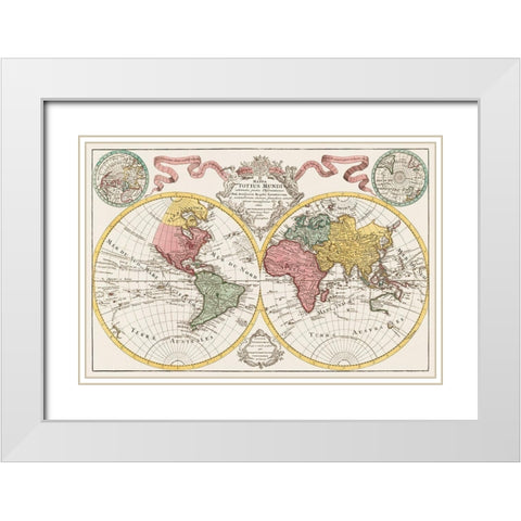 A map of the world 1775 White Modern Wood Framed Art Print with Double Matting by L isle, de Guillaume