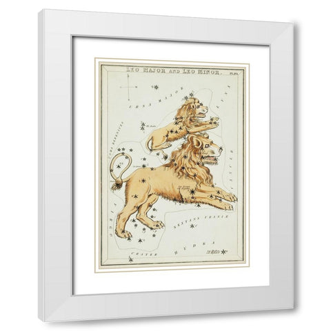 Astronomical chart illustration of the Leo Major and the Leo Minor White Modern Wood Framed Art Print with Double Matting by Hall, Sidney