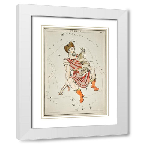 Astronomical chart illustration of the Auriga White Modern Wood Framed Art Print with Double Matting by Hall, Sidney