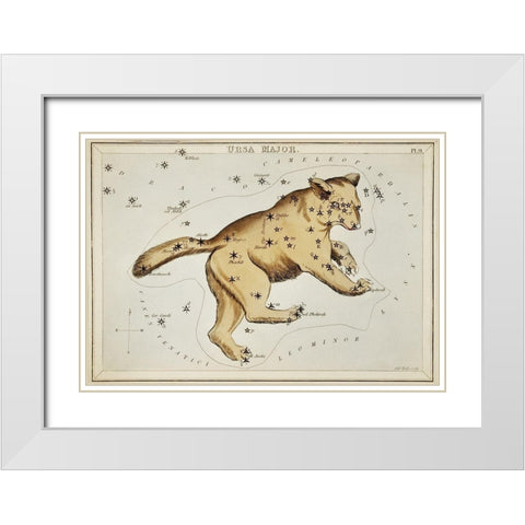 Astronomical chart illustration of the Ursa Major White Modern Wood Framed Art Print with Double Matting by Hall, Sidney