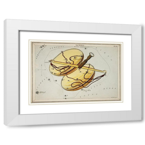 Astronomical chart illustration of the Libra White Modern Wood Framed Art Print with Double Matting by Hall, Sidney