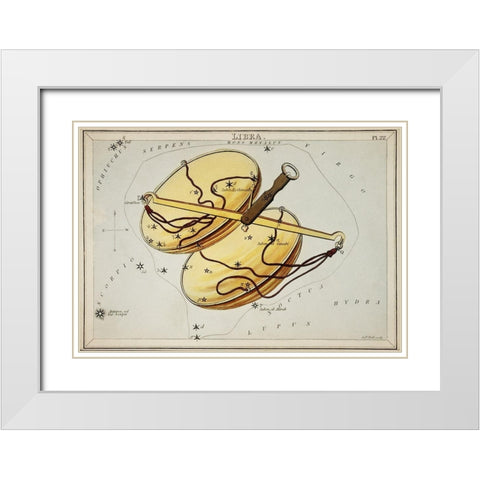 Astronomical chart illustration of the Libra White Modern Wood Framed Art Print with Double Matting by Hall, Sidney
