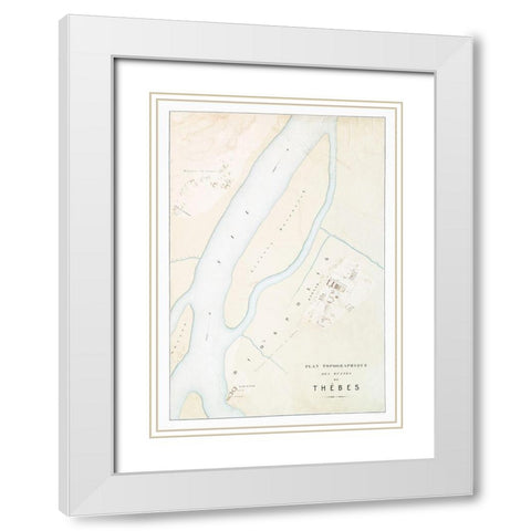 Topographic map of the ruins of Thebes White Modern Wood Framed Art Print with Double Matting by d Avennes, Emile Prisse