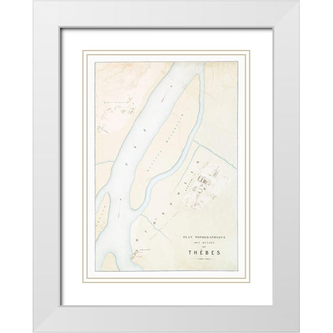 Topographic map of the ruins of Thebes White Modern Wood Framed Art Print with Double Matting by d Avennes, Emile Prisse
