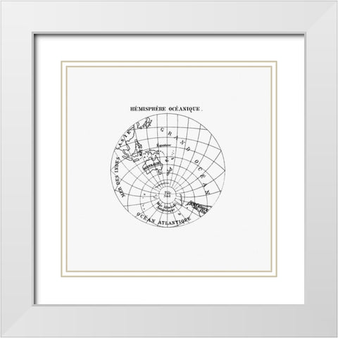 World atlas from Voyeurs Checklist 1881 White Modern Wood Framed Art Print with Double Matting by British Library
