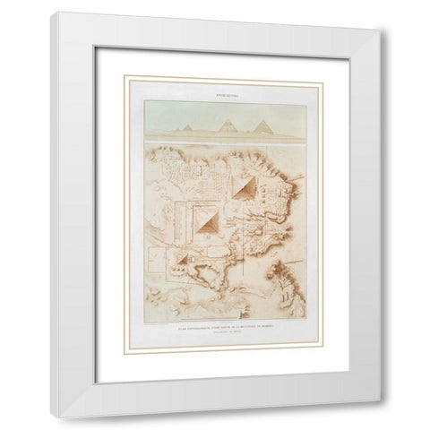 Topographic map of part of the Memphite Necropolis 1878 White Modern Wood Framed Art Print with Double Matting by d Avennes, Emile Prisse