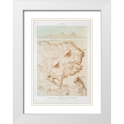 Topographic map of part of the Memphite Necropolis 1878 White Modern Wood Framed Art Print with Double Matting by d Avennes, Emile Prisse