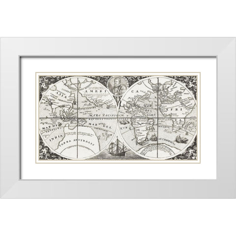Grand voyages-Part VIII title page from Grand voyages 1596 White Modern Wood Framed Art Print with Double Matting by Bry, de Theodor
