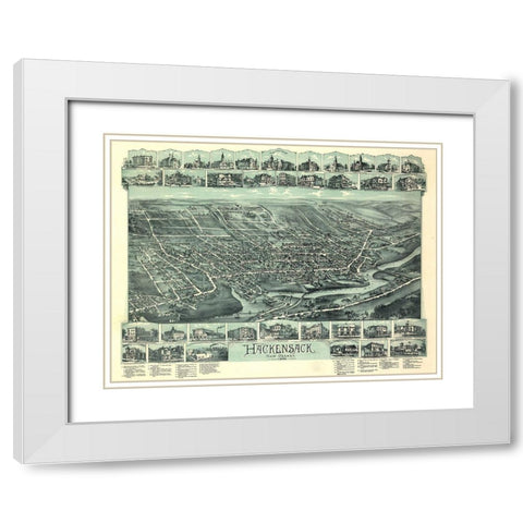 Hackensack-New Jersey 1896 White Modern Wood Framed Art Print with Double Matting by Vintage Places
