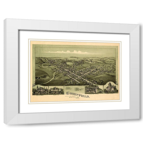 Woodsfield-Ohio 1899 White Modern Wood Framed Art Print with Double Matting by Vintage Places
