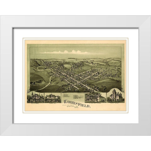 Woodsfield-Ohio 1899 White Modern Wood Framed Art Print with Double Matting by Vintage Places