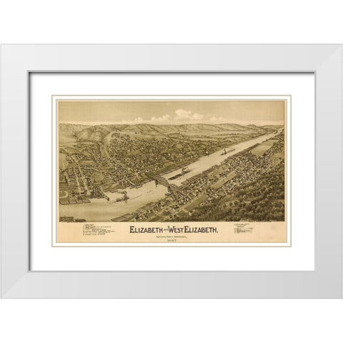 Elizabeth and West Elizabeth Pennsylvania White Modern Wood Framed Art Print with Double Matting by Vintage Places