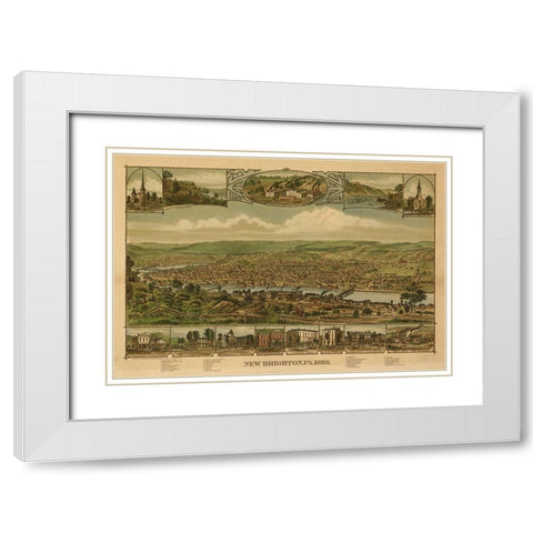 New Brighton-Pennsylvania 1883 White Modern Wood Framed Art Print with Double Matting by Vintage Places