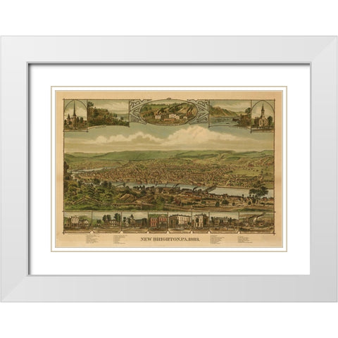 New Brighton-Pennsylvania 1883 White Modern Wood Framed Art Print with Double Matting by Vintage Places