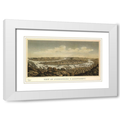 Pittsburgh and Allegheny Pennsylvania 1871 White Modern Wood Framed Art Print with Double Matting by Vintage Places