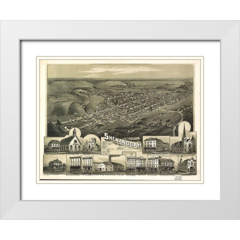 Shenandoah-Pennsylvania 1889 White Modern Wood Framed Art Print with Double Matting by Vintage Places