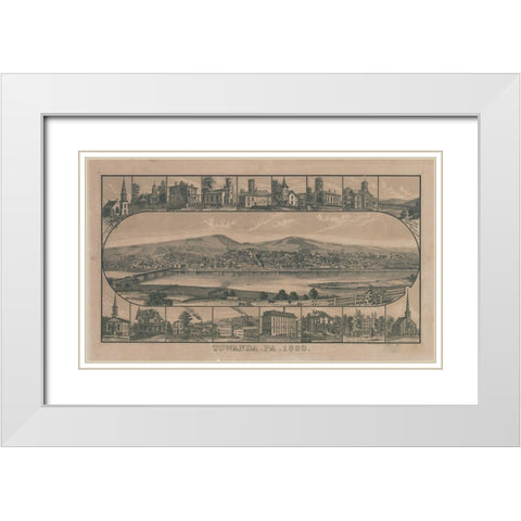 Towanda-Pennsylvania 1880 White Modern Wood Framed Art Print with Double Matting by Vintage Places