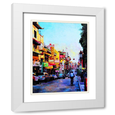 Chinatown White Modern Wood Framed Art Print with Double Matting by Ghanooni, Sarah