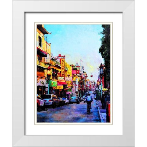 Chinatown White Modern Wood Framed Art Print with Double Matting by Ghanooni, Sarah