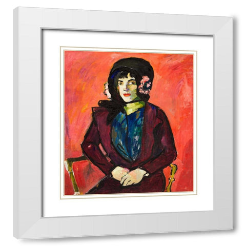Portrait of a Girl White Modern Wood Framed Art Print with Double Matting by Sayen, Henry Lyman