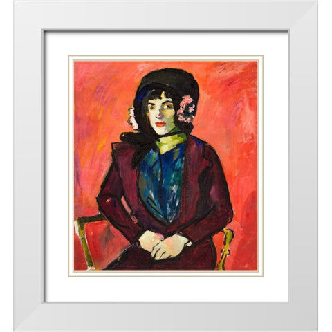 Portrait of a Girl White Modern Wood Framed Art Print with Double Matting by Sayen, Henry Lyman