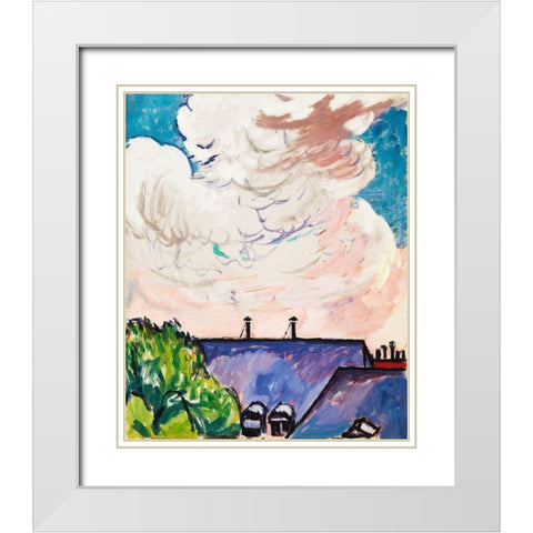 Clouds White Modern Wood Framed Art Print with Double Matting by Sayen, Henry Lyman