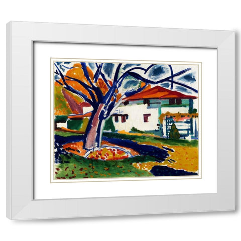 Blue Trees White Modern Wood Framed Art Print with Double Matting by Sayen, Henry Lyman