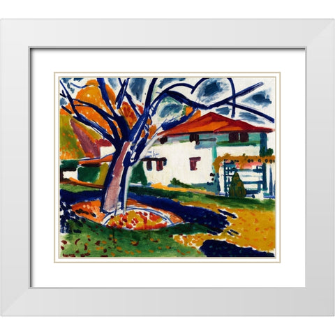 Blue Trees White Modern Wood Framed Art Print with Double Matting by Sayen, Henry Lyman