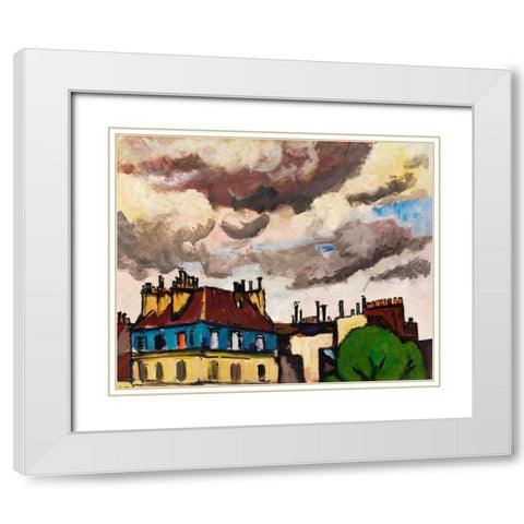 Rooftops and Clouds-Paris White Modern Wood Framed Art Print with Double Matting by Sayen, Henry Lyman