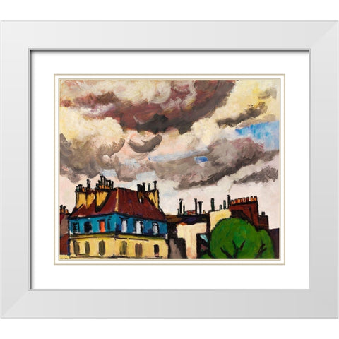 Rooftops and Clouds-Paris White Modern Wood Framed Art Print with Double Matting by Sayen, Henry Lyman