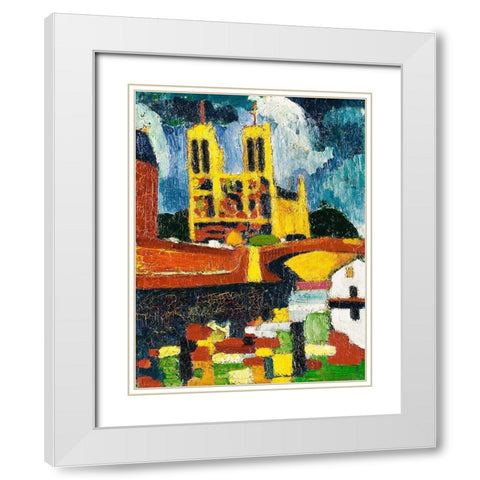 Notre Dame White Modern Wood Framed Art Print with Double Matting by Sayen, Henry Lyman