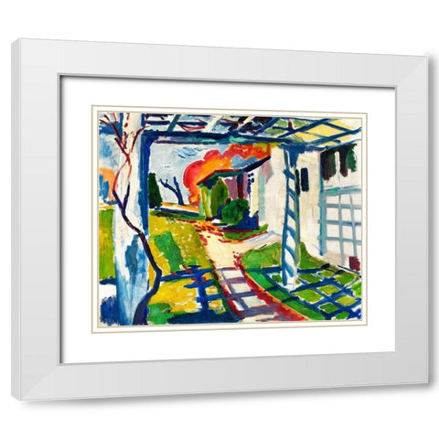 Grape Arbor White Modern Wood Framed Art Print with Double Matting by Sayen, Henry Lyman