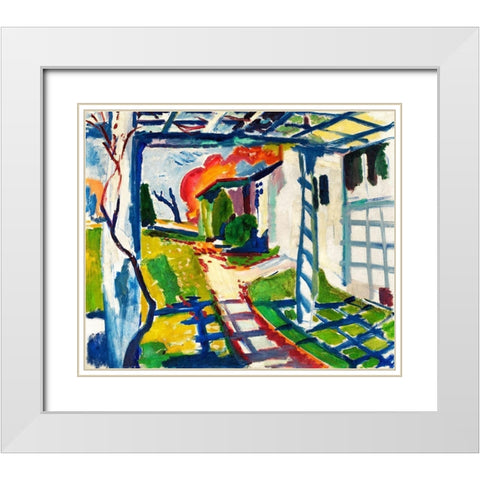 Grape Arbor White Modern Wood Framed Art Print with Double Matting by Sayen, Henry Lyman