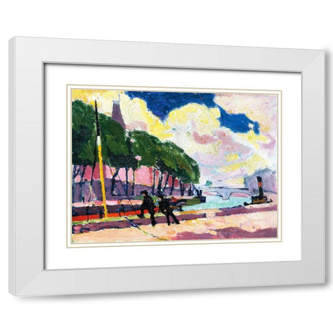 On the Banks of the Seine White Modern Wood Framed Art Print with Double Matting by Sayen, Henry Lyman