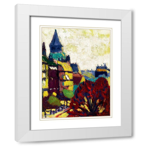 St Germain des Pres White Modern Wood Framed Art Print with Double Matting by Sayen, Henry Lyman