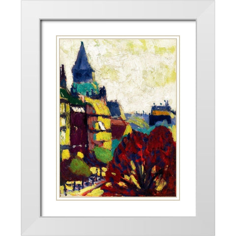 St Germain des Pres White Modern Wood Framed Art Print with Double Matting by Sayen, Henry Lyman