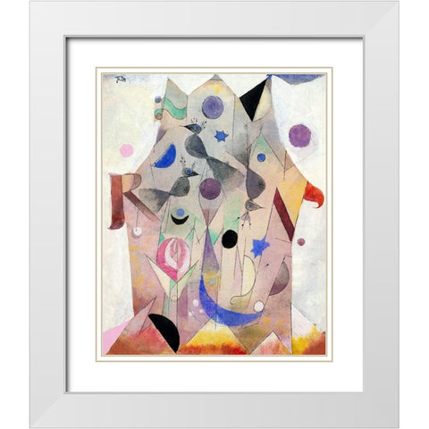 Persian Nightingales White Modern Wood Framed Art Print with Double Matting by Klee, Paul