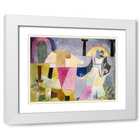 Black Columns in a Landscape White Modern Wood Framed Art Print with Double Matting by Klee, Paul