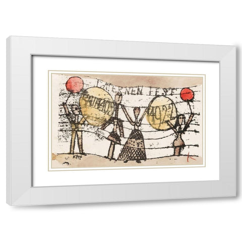 Postcard-Paul Klee to Katherine Dreier-Paris White Modern Wood Framed Art Print with Double Matting by Klee, Paul