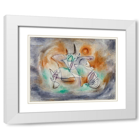 Howling Dog White Modern Wood Framed Art Print with Double Matting by Klee, Paul