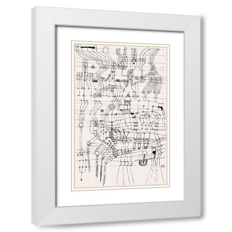 Drawing Knotted in the Manner of a Net White Modern Wood Framed Art Print with Double Matting by Klee, Paul