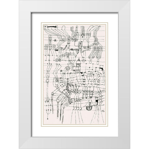 Drawing Knotted in the Manner of a Net White Modern Wood Framed Art Print with Double Matting by Klee, Paul